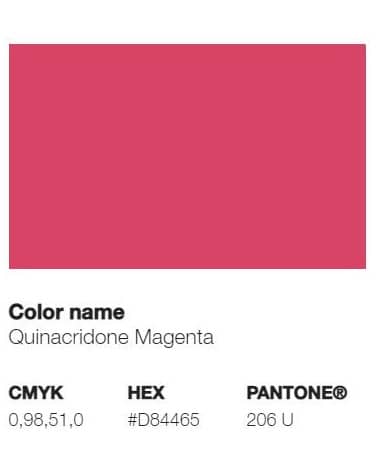 Pantone 206U - Magenta de Quinacridone