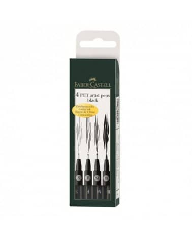 set 4 feutres Pitt noir Faber-Castell