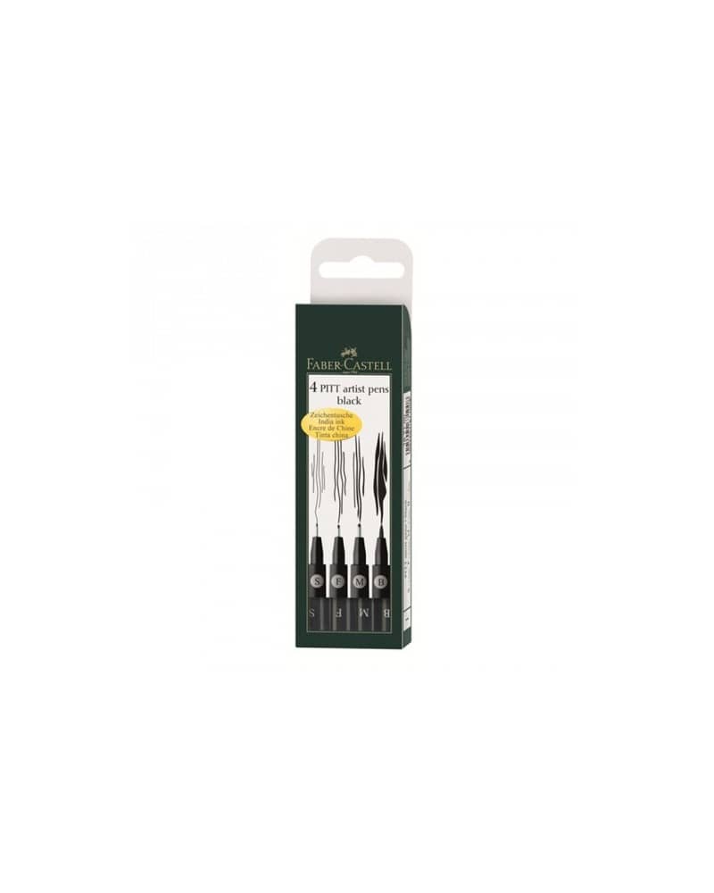 set 4 feutres Pitt noir Faber-Castell