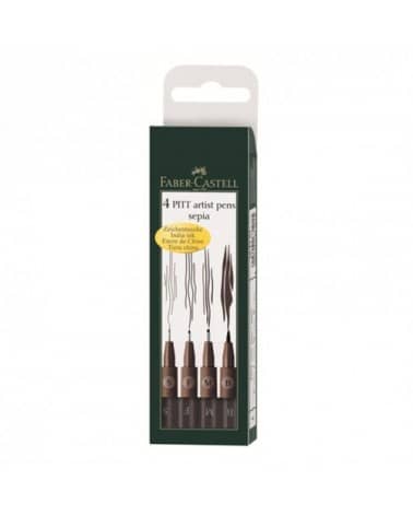 sets 4 feutres Pitt noir Faber-Castell