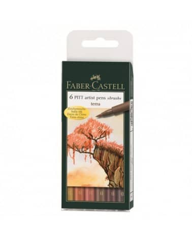 Sets 6 feutres Pitt B terre Faber-Castell